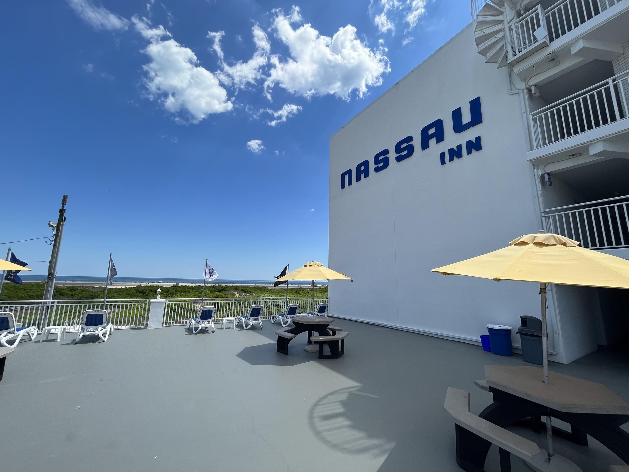 Nassau Inn beachfront deck with ocean views in Wildwood Crest